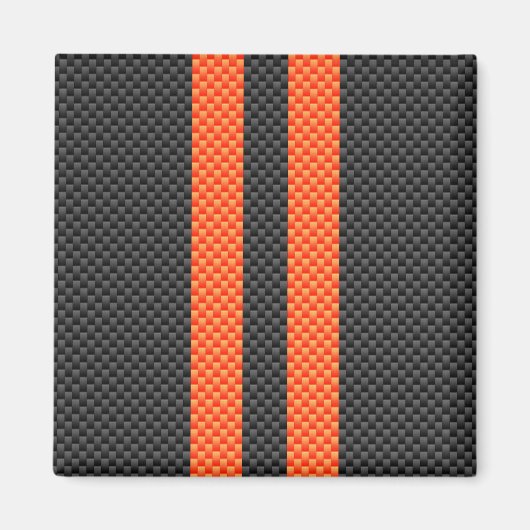 Sporty Vibrant Oranje Stripes Carbon Style Magneet (Voorkant)
