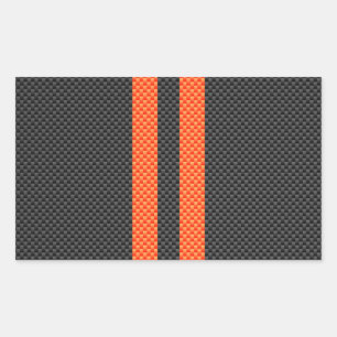 Sporty Vibrant Oranje Stripes Carbon Style Rechthoekige Sticker