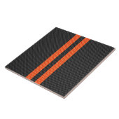 Sporty Vibrant Oranje Stripes Carbon Style Tegeltje (Zijkant)