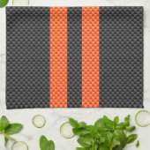 Sporty Vibrant Oranje Stripes Carbon Style Theedoek (Gevouwen)