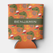 Sporty Vist Patroon met de Naam van de Douane Blikjeskoeler (Voorkant)