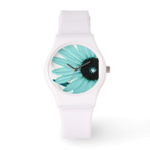Sporty Woman's Watch-Aquamarine Sunflower Burst Horloge