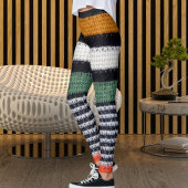 Sporty Women Striped Wool Texture Knitted Pattern  Leggings
