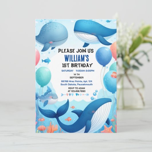 spot cool vis zee blauwe walvishaai 1e Verjaardag Kaart (Staand voorkant)