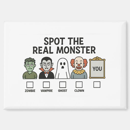 Spot De Echte Monster Halloween Grappige Line-up G Magneet (Voorkant)