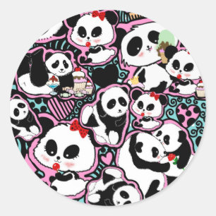 Spot de Panda! Panda Doodles Ronde Sticker
