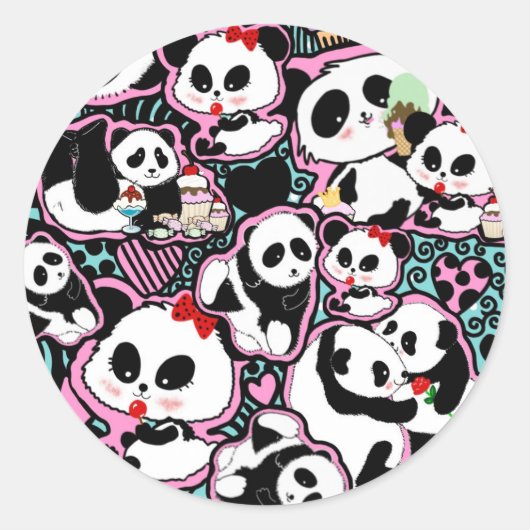 Spot de Panda! Panda Doodles Ronde Sticker (Voorkant)