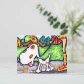 Spot de wandeling van de hond briefkaart (Staand voorkant)