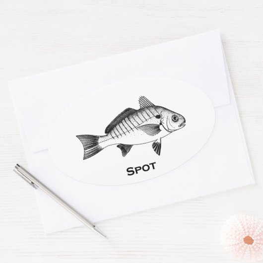 Spot Fish (getiteld) Ovale Sticker (Envelop)