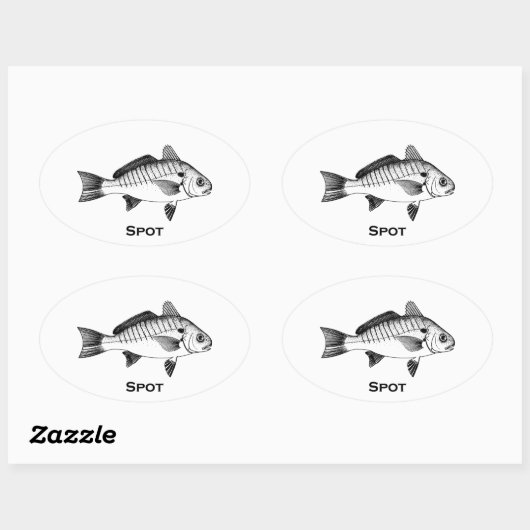 Spot Fish (getiteld) Ovale Sticker (Vel)