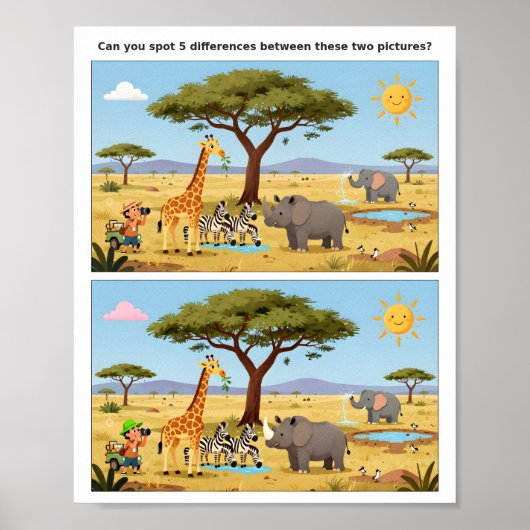 Spot het verschil Leuk poster voor kinderen – Hers (Voorkant)