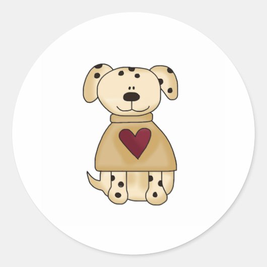 Spot Hond met Hart Ronde Sticker (Voorkant)