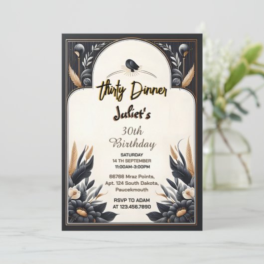 Spot Mannen Mannelijk volwassen diner elegant 30e  Kaart (Staand voorkant)