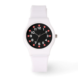 Spot markers - Tropisch roze en wit op zwart Horloge