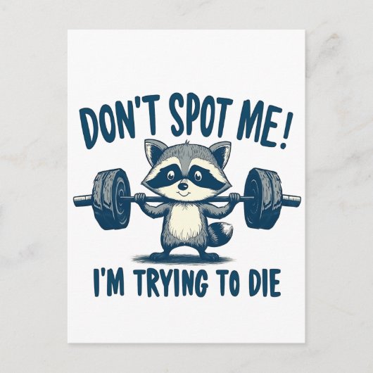Spot me niet, ik probeer Funy Fitness Raccoon Aankondigingskaart (Voorkant)