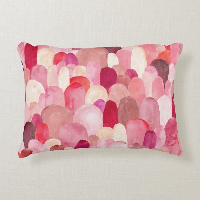 Spot Medley: roze-rode textieldroom. Accent Kussen (Voorkant)