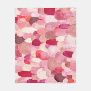 Spot Medley: roze-rode textieldroom. Fleece Deken