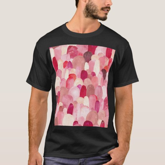 Spot Medley: roze-rode textieldroom. T-shirt (Voorkant)