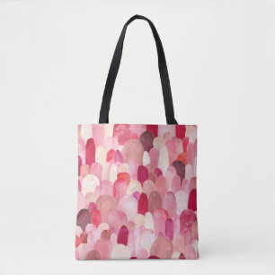 Spot Medley: roze-rode textieldroom. Tote Bag