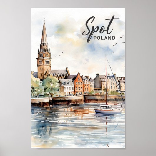 Spot Polen Waterverf Schilderij Reizen Poster (Voorkant)