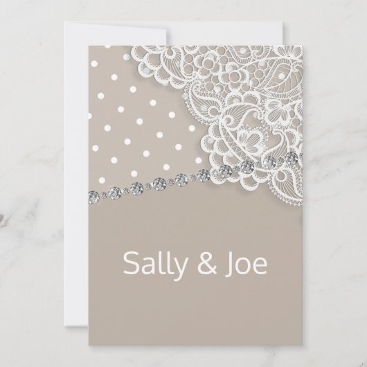  SPOT SEPIA Lace Diamond Wedding Bronze Kaart (Voorkant)