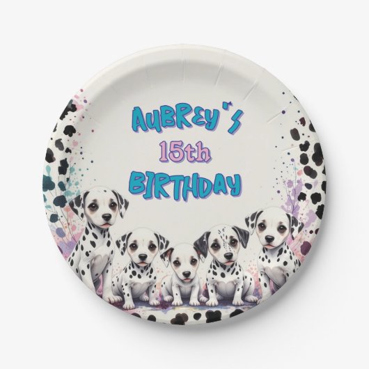 Spot-tacular Dalmatian Puppy Birthday Party Papieren Bordje (Voorkant)