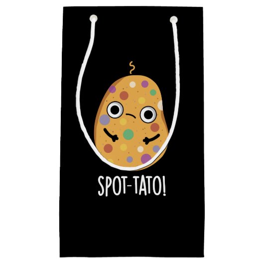 Spot-tato Funny Potato Pun Dark BG Klein Cadeauzakje (Voorkant)