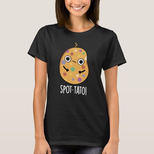 Spot-tato Funny Potato Pun Dark BG T-shirt (Voorkant)