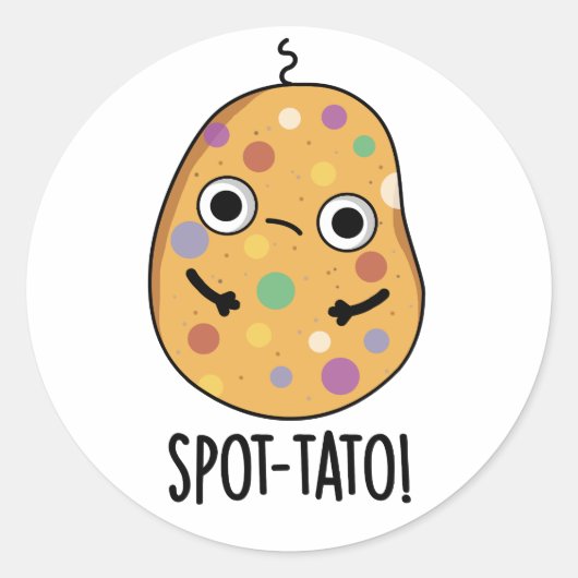 Spot-tato Funny Potato Pun Ronde Sticker (Voorkant)