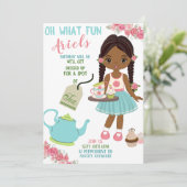 Spot van Tea Party Birthday Invitation Kaart (Staand voorkant)