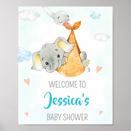 Spot-welkomstpartijbord Jongen-olifantenpartij pos Poster (Voorkant)