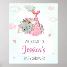 Spotbord van de welkomstpartij Girl-olifant poster