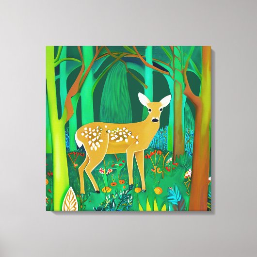 Spoted Fawn in een Fantasy Forest Setting Canvas Afdruk (Voorkant)