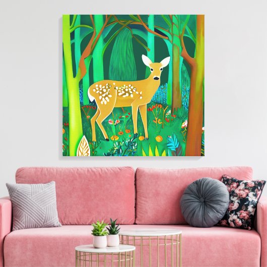 Spoted Fawn in een Fantasy Forest Setting Canvas Afdruk (Insitu (Woonkamer))