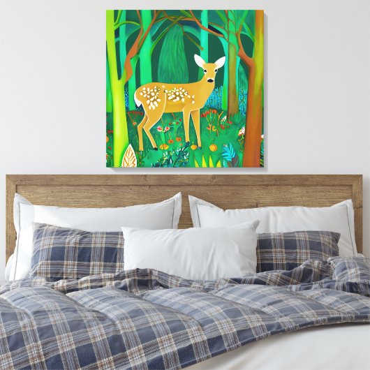 Spoted Fawn in een Fantasy Forest Setting Canvas Afdruk (Insitu (Slaapkamer))