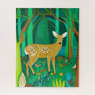 Spoted Fawn in een Fantasy Forest Setting Legpuzzel