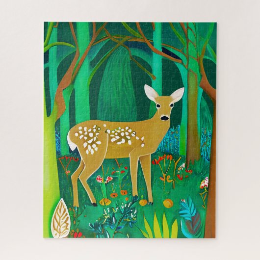 Spoted Fawn in een Fantasy Forest Setting Legpuzzel (Verticaal)