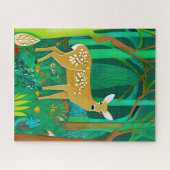 Spoted Fawn in een Fantasy Forest Setting Legpuzzel (Horizontaal)