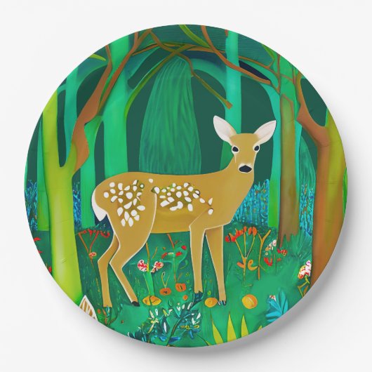 Spoted Fawn in een Fantasy Forest Setting Papieren Bordje (Voorkant)