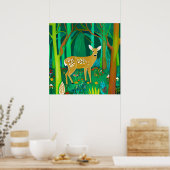 Spoted Fawn in een Fantasy Forest Setting Poster (Keuken)