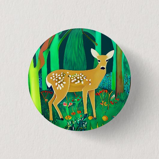 Spoted Fawn in een Fantasy Forest Setting Ronde Button 3,2 Cm (Voorkant)