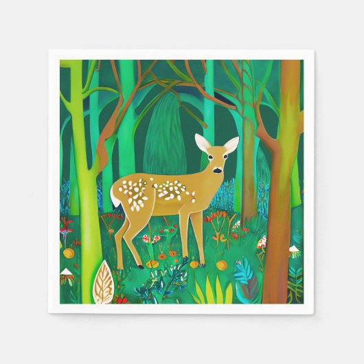 Spoted Fawn in een Fantasy Forest Setting Servet (Voorkant)