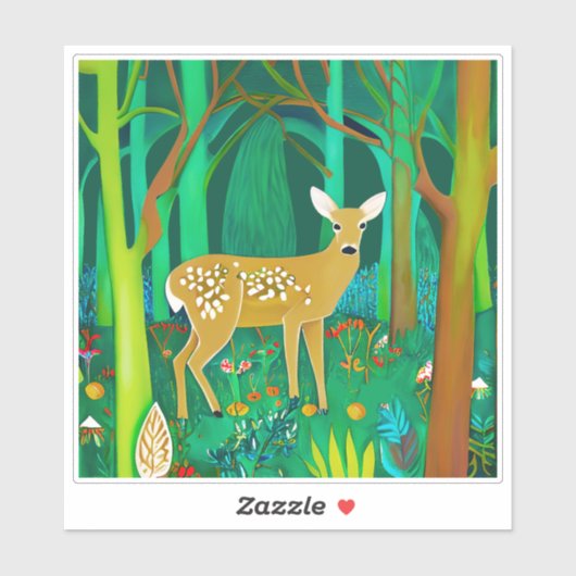 Spoted Fawn in een Fantasy Forest Setting Sticker (Vel)