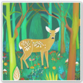 Spoted Fawn in een Fantasy Forest Setting Sticker (Voorkant)