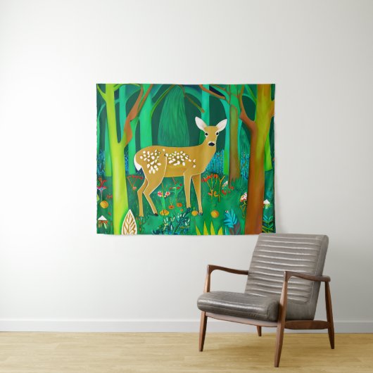 Spoted Fawn in een Fantasy Forest Setting Wandkleed (In Situ (horizontaal))