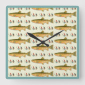 Spotforel Vist de muur van vliegen Vierkante Klok (Voorkant)