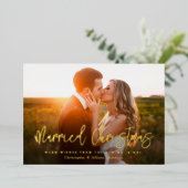 Spotfoto met gehuwde kerstPas getrouwd Folie Feestdagenkaart (Staand Voorkant)