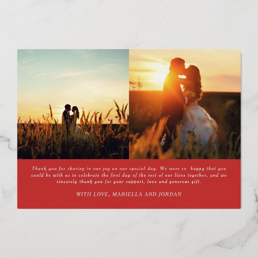 Spotfoto met gehuwde kerstPas getrouwd Folie Feestdagenkaart (Achterkant)