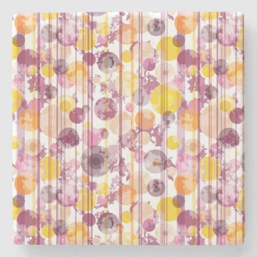 Spotgestreept wit patroon stenen onderzetter (Voorkant)