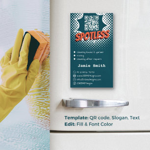Spotless Blue: aangepaste huisreiniging QR-code Magnetisch Visitekaartje